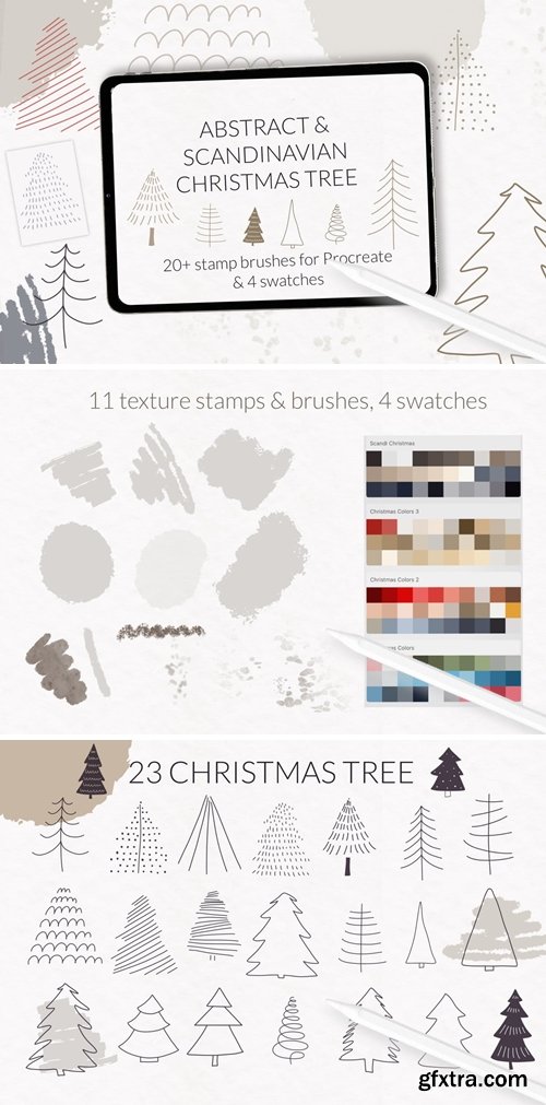 Abstract dsacndinavian Christmas tree stamps