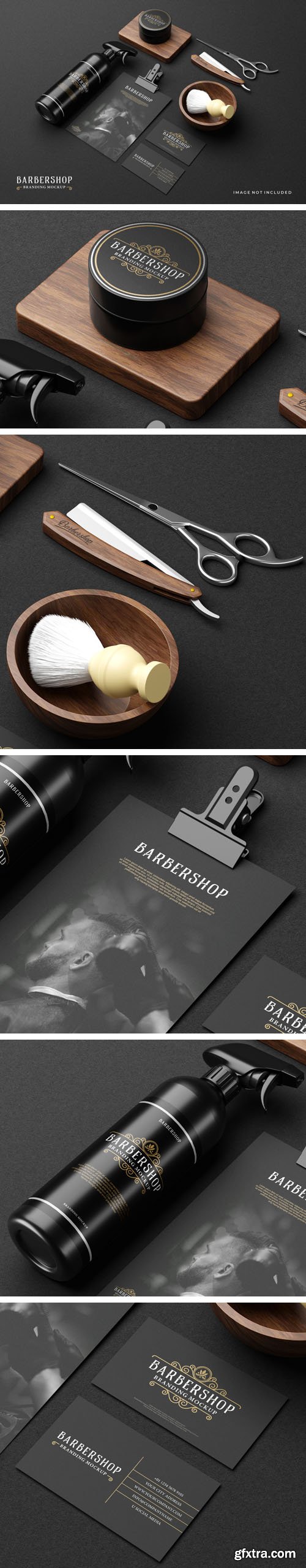 Barbershop Branding PSD Mockup Template - Premium Dark Theme Barbershop Branding PSD Mockup Template - Premium Dark Theme