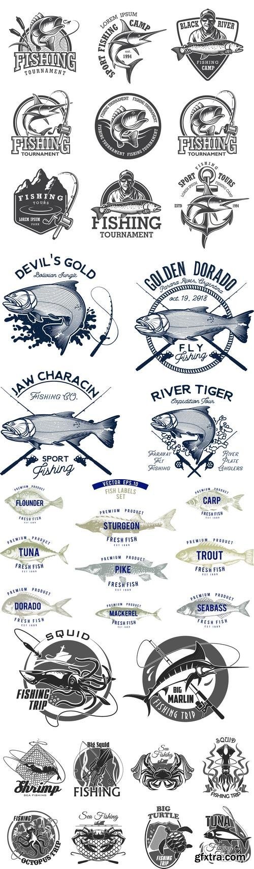 Vectors - Fishing Retro Labels 5