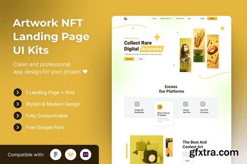 Artwork NFT Landing Page Website UI Kits Template