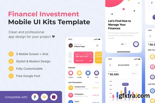 Financel Investment Mobile App UI Kits Template