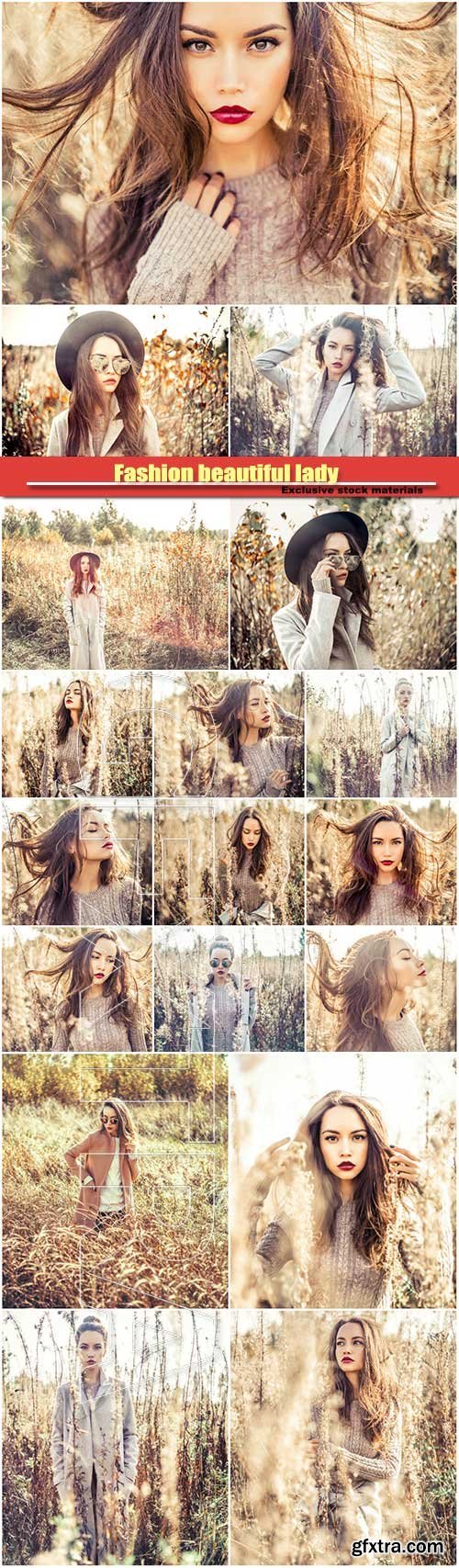 Fashion beautiful lady in autumn landscape