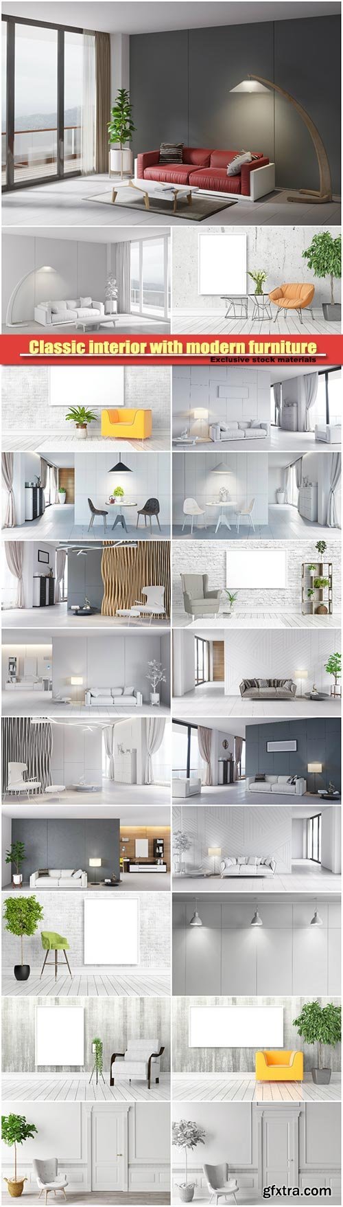 Classic interior with modern furniture