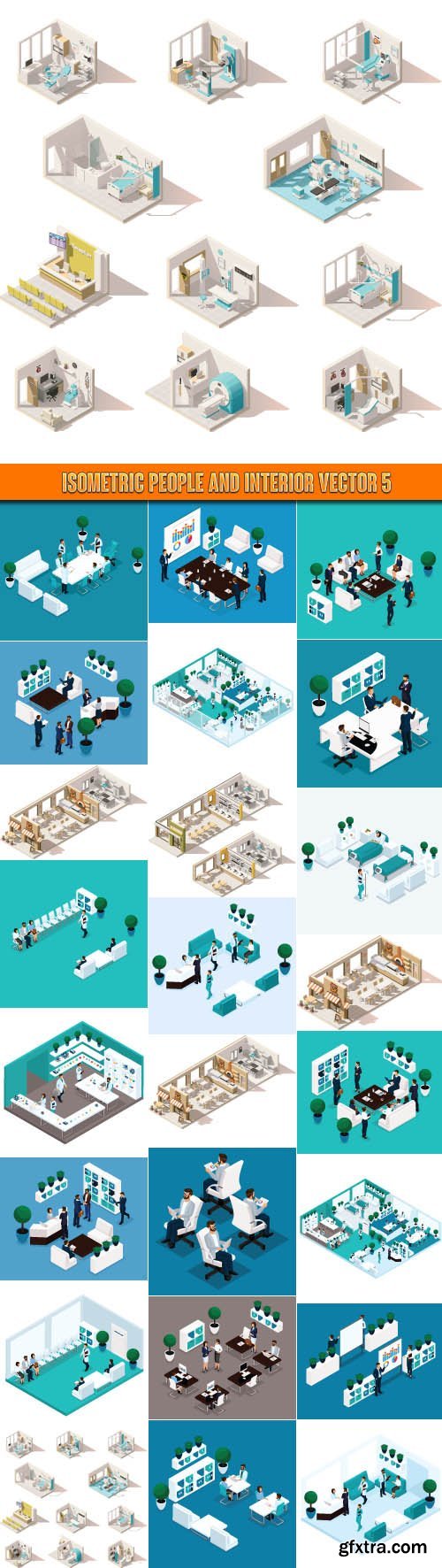 Isometric people and interior vector 5