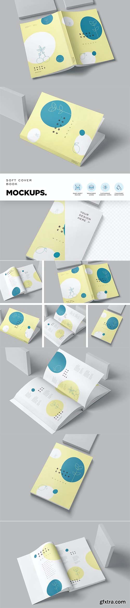 A4 A5 A6 Soft Cover Book Mockups