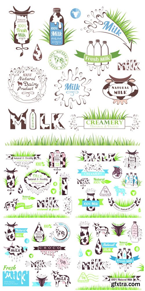 Milk and dairy products badges and labels
