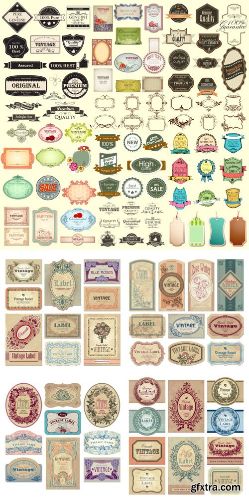 Vintage labels with antique design elements