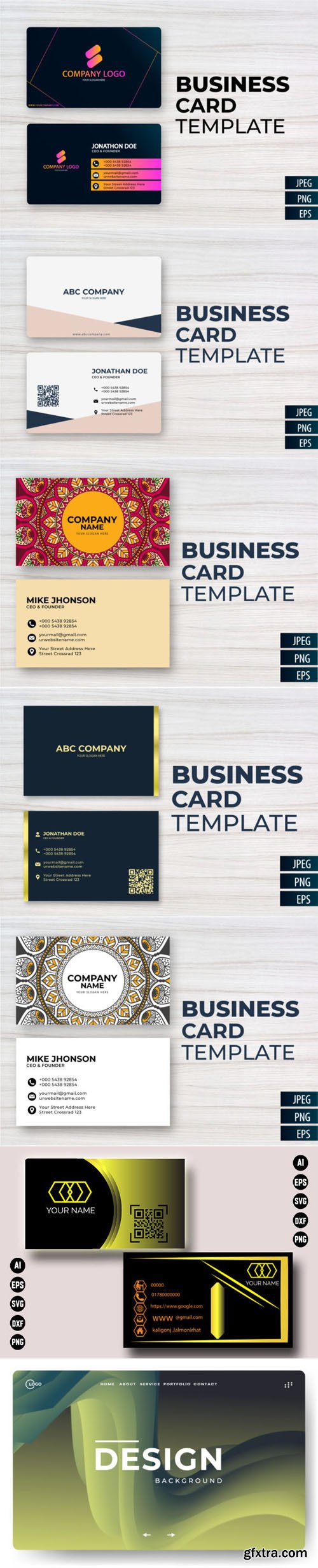 Business Card Vector Design Templates Collection