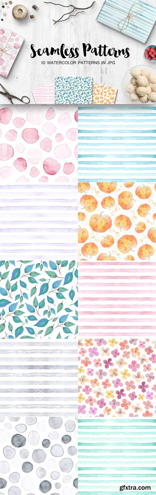 Seamless Patterns - 10 Watercolor Patterns