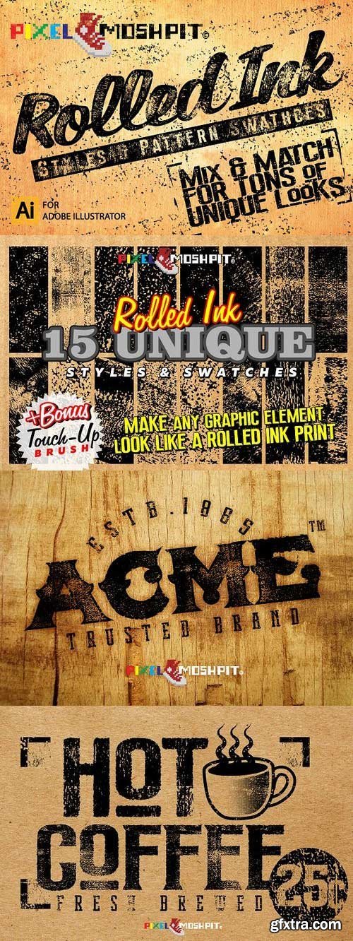 Vector Rolled Ink Styles & Swatches