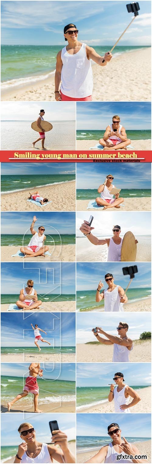 Smiling young man on summer beach