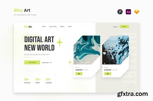 Blizz Art - Modern NFT Marketplace Website Hero UI