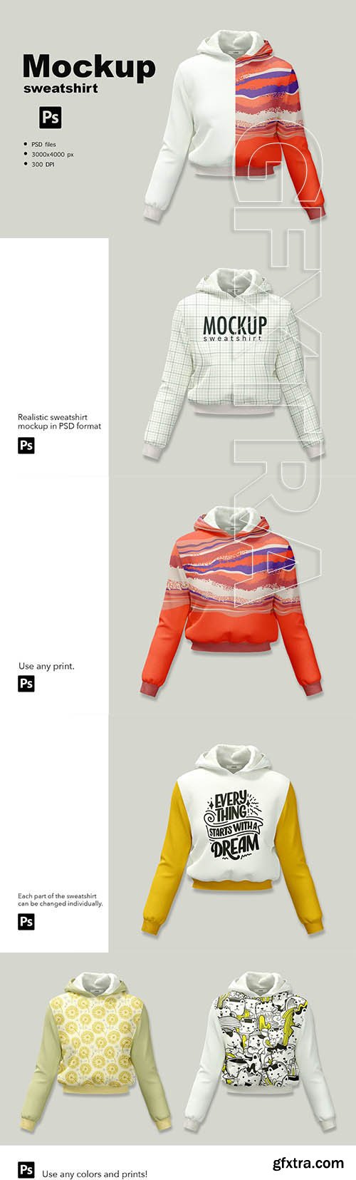 CreativeMarket - Mockup of a short hooded sweatshirt 6492910