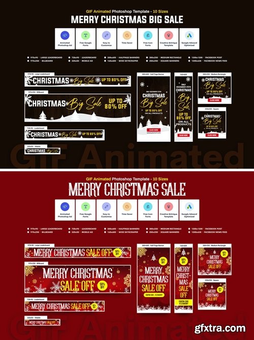 GIF Banners - Merry Christmas Sale Banners Ad