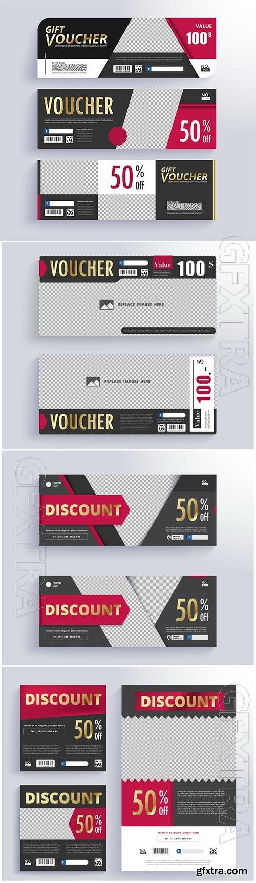Vouchers and discount cards in vector