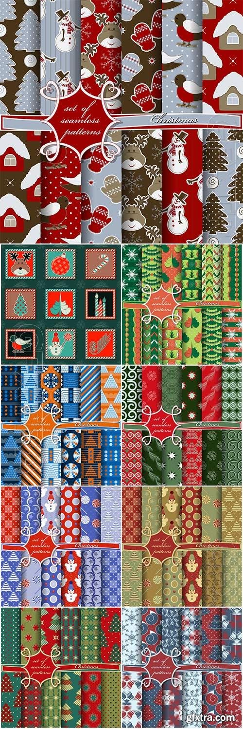 New Year and Christmas textures for packaging in vector