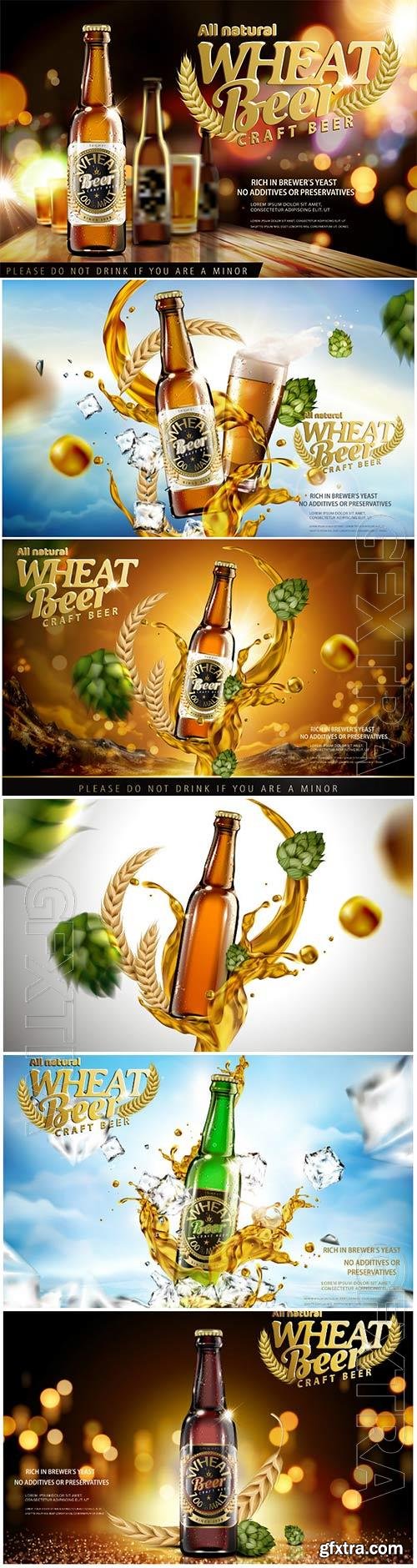 Beer advertising posters in vector