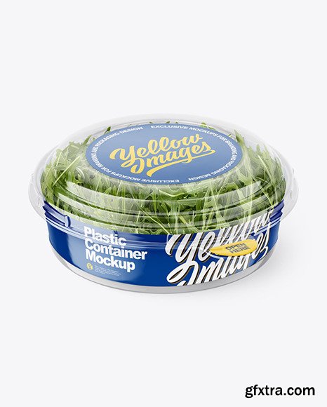 Clear Plastic Container with Arugula Salad Mockup 89170