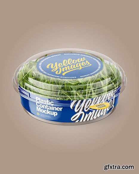 Clear Plastic Container with Arugula Salad Mockup 89170
