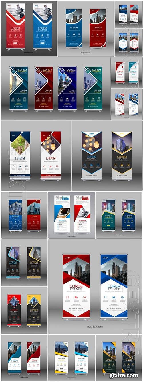Professional roll up stand banner vector template