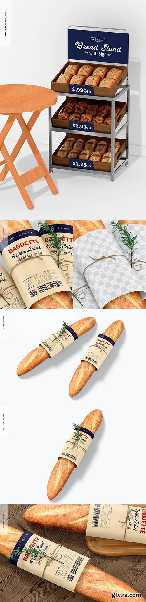 Baguettes with label mockup