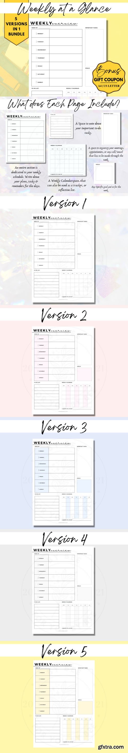 Weekly at a Glance - Weekly Planner Templates