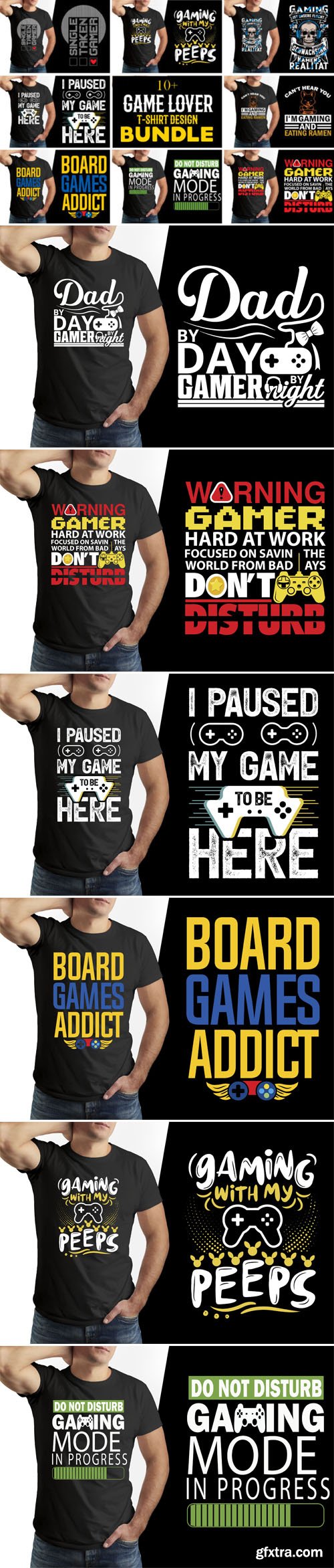 10+ Game Lover T-shirt Vector Design Bundle