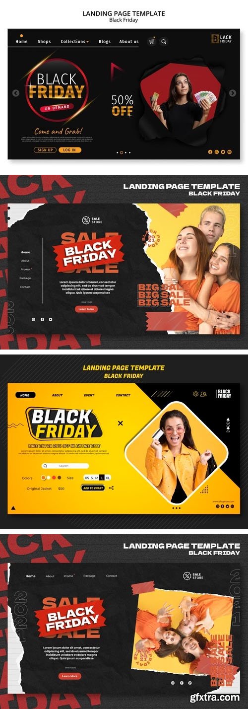 4 Black Friday Sales Landing Page PSD Templates