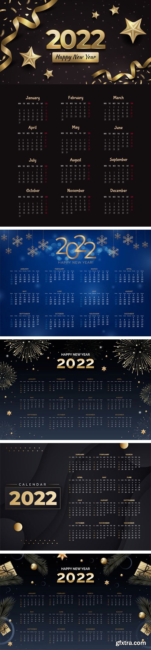 5 Modern Calendars for New Year 2022 Vector Templates 5 Modern Calendars for New Year 2022 Vector Templates