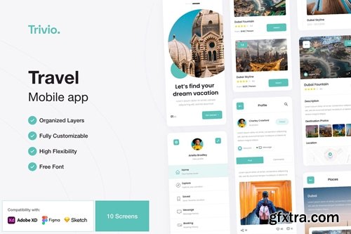 Trivio - Travel App Mobile App UI Kit