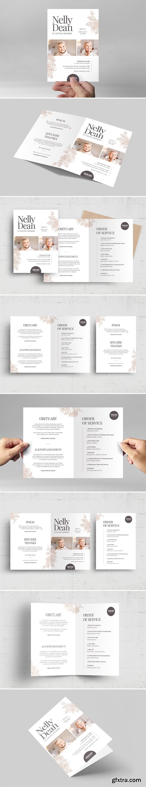 Funeral Service Brochure With Floral