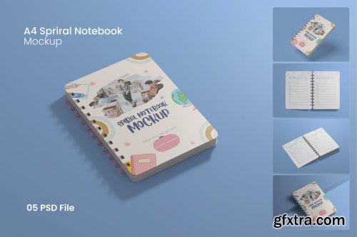 A4 Spiral Notebook Mockup