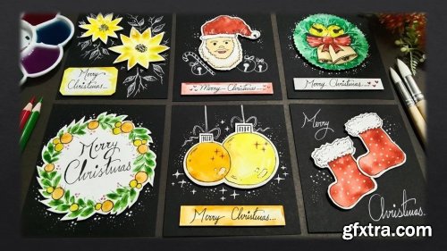  Christmas Greeting Cards - Learn to make six beautiful cards with 3d effect