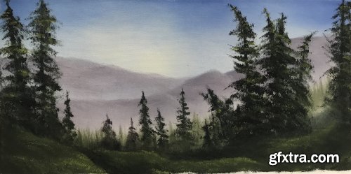  Oil Painting For Beginners - How To Paint Trees And Hills With Oil Paint | Demo Oil Painting