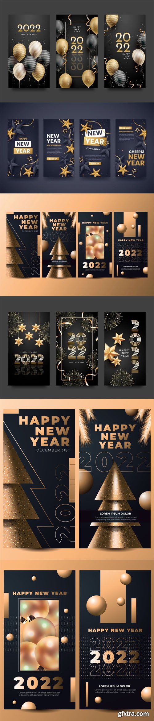 New Year 2022 Instagram Stories Vector Templates Collection 