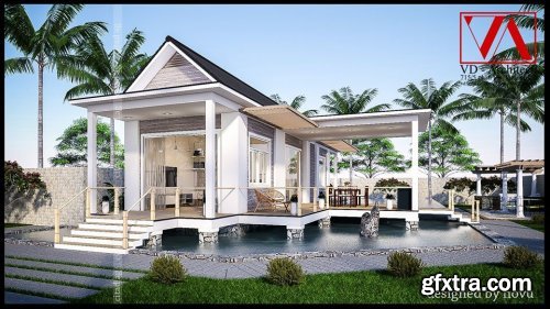 Exterior Villa Scene for Sketchup by HoVu