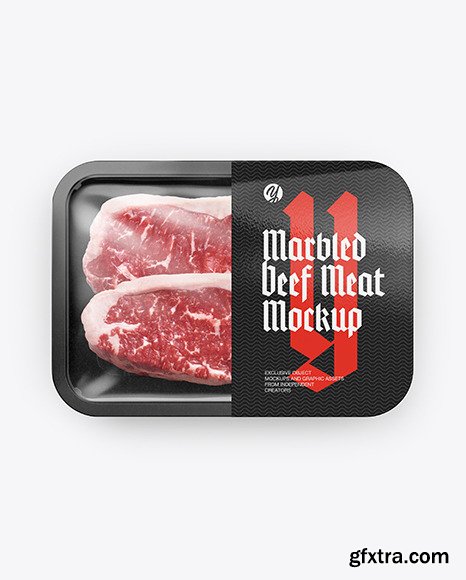 Plastic Tray With Marbled Beef Mockup 89484
