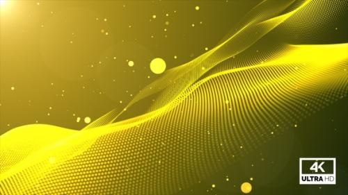 Videohive - Abstract Yellow Digital Particle Lines Wave Animation Background Seamless Loop V5 - 35050723 - 35050723