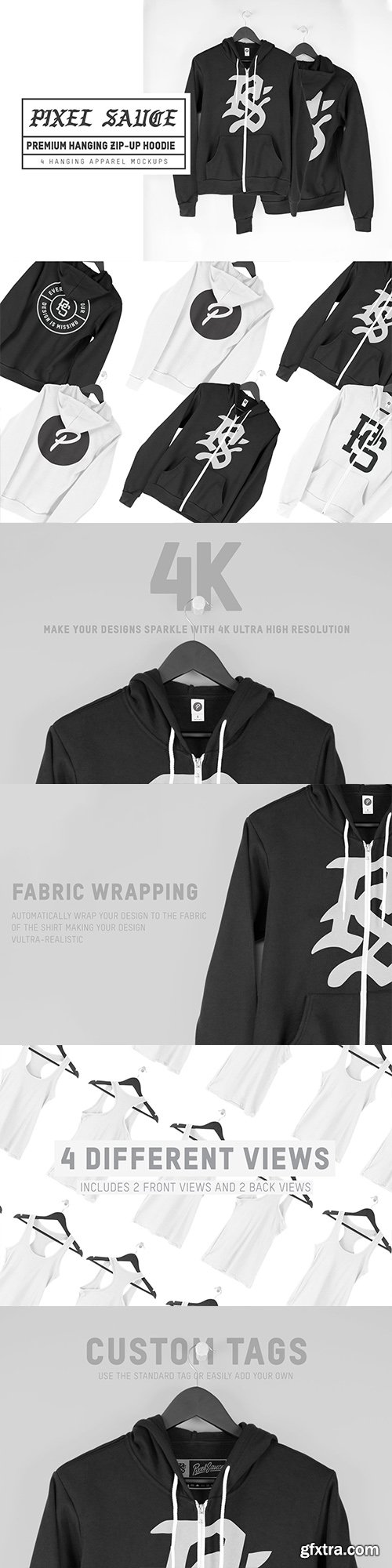 CreativeMarket - Hanging Zip-Up Hoodie Mockups 3432308