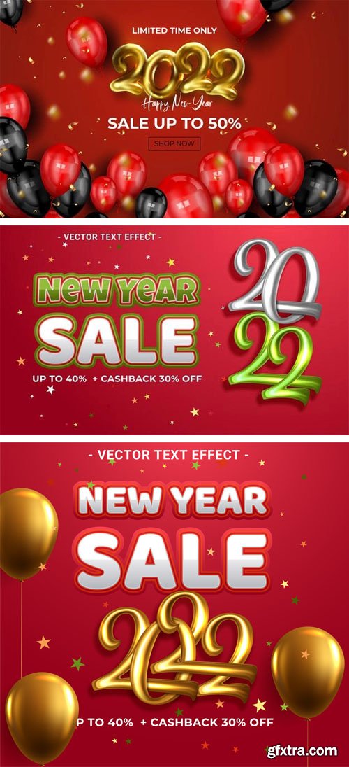 3 New Year 2022 Sales Backgrounds + Text Effects Vector Collection 3 New Year 2022 Sales Backgrounds + Text Effects Vector Collection