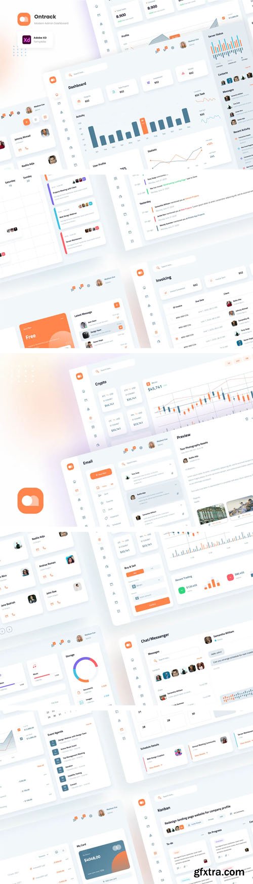 Ontrack - Modern Admin Dashboard Template for Adobe XD and Figma