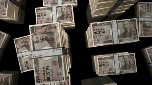 Videohive - Flight over the Japan yen money banknote packs loop - 35099540 - 35099540