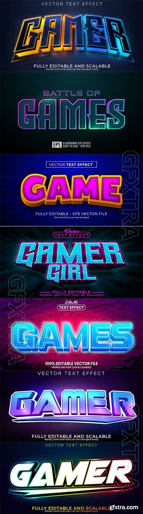 Game 3d editable text style effect vector vol 257