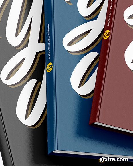 Three Hardcover Books Mockup 88949