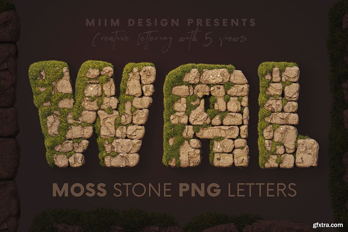 Letters and stones. Декоративный камень PNG.