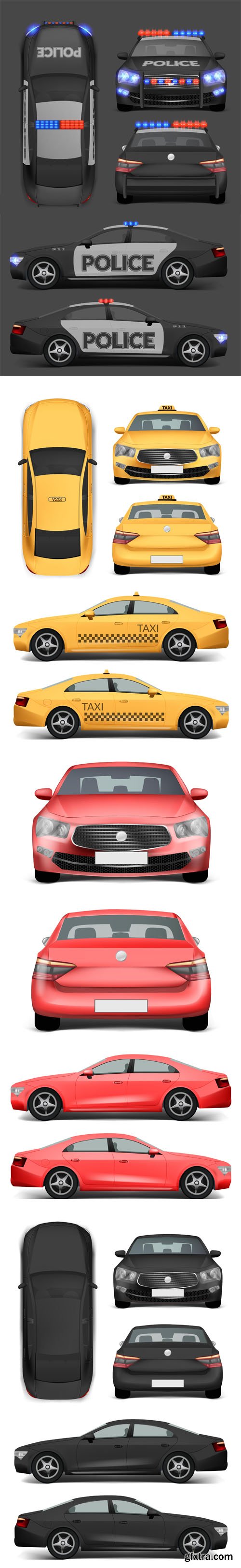 Realistic 3D Cars Vector Templates Collection