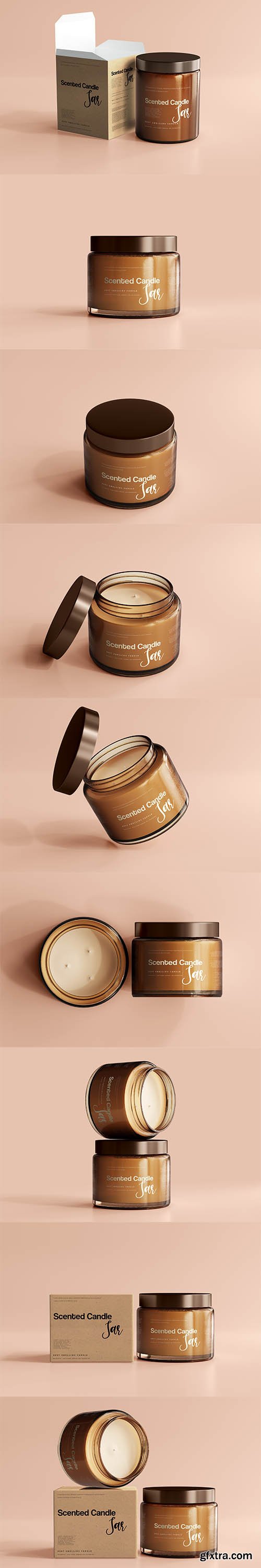 Amber glass scented candle jar MockUp » GFxtra