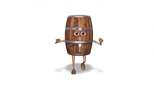 Videohive - Cartoon Wooden Barrel Dancing Loop On White Background - 35161931 - 35161931