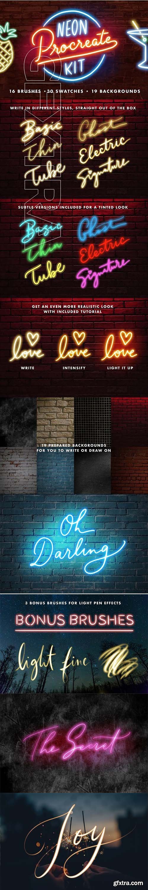 Neon Procreate Brush Kit » GFxtra