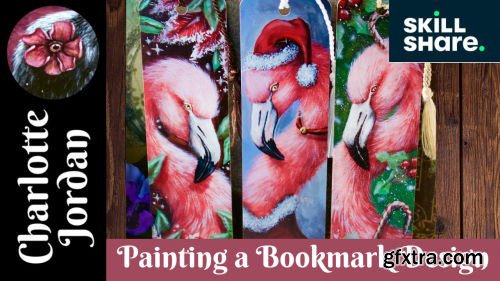 Paint a Festive Flamingo Bookmark Designs| Paint Designs for Bookmarks